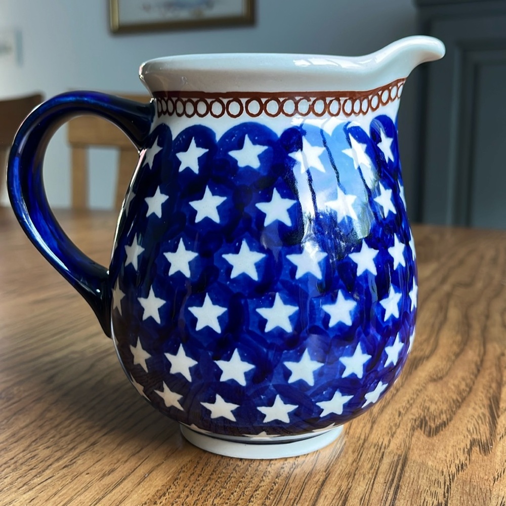 Blue Starry polish pottery Ceramic Pitcher